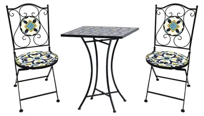 Mosaik Sitzgarnitur Set 3-teilig Sitzgruppe Gartenmöbel Tisch Stühle