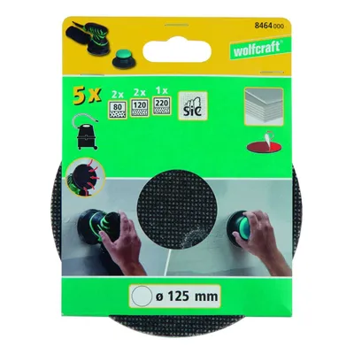 Produktbild von Wolfcraft Haft-Gitterleinen 125 mm 5 Stück Siliziumcarbid