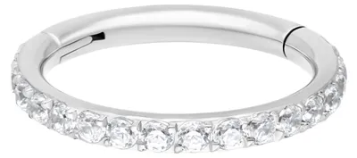 Produktbild von Wildcat Piercingringe - Pave Set Crystals Conch Ring aus Chirurgenstahl 316L, Körperstelle: Ohr, Nase, Lippe, Bauchnabel, Stärke: 1,2mm| Durchmesser: 8,0mm, Silber-Weiß