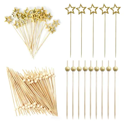 150 stervormige Holz-Cocktailspieße, Fingerfood-Spieße, 12 cm