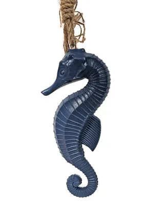 Produktbild von Seepferdchen mit Hanfseil Dekohänger Holz Anhänger Maritim Deko 49cm lange blau