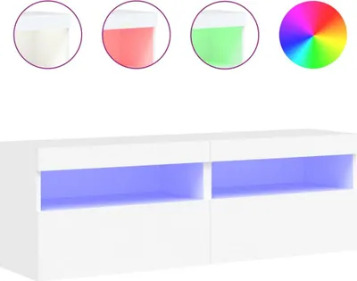 Produktbild von vidaXL TV-Wandschränke mit LED-Leuchten 2 Stk. Weiß 60x30x40 cm