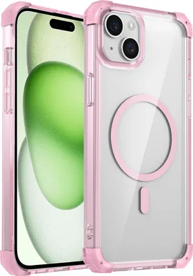 Image de Coque magnétique pour iPhone 14 Plus / 15 Plus compatible avec MagSafe, étui transparent antichoc, protection militaire Rose