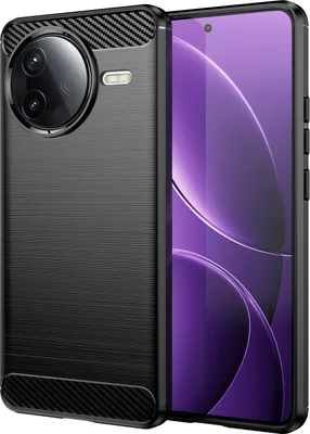 Image de Etui pour Xiaomi Poco F7 Pro silicone TPU souple, fibre de carbone, étui de protection antichoc noir
