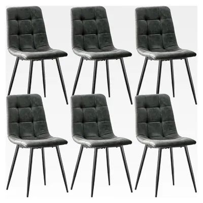 Produktbild von Esszimmerstühle 6er Set, Polsterstuhl für Esszimmer, Technologietuch Polsterstuhl, Küchenstuhl, Wohnzimmerstuhl, Designstuhl mit Rückenlehne und Metallbeinen