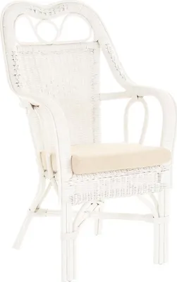 Produktbild von KRINES HOME Wintergarten Sessel Harry Armlehnsessel mit hoher Rückenlehne Rattansessel Wintergartensessel (Weiss)