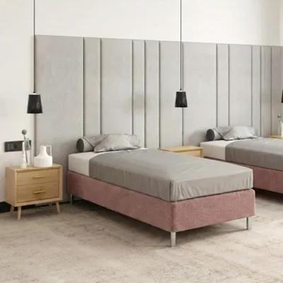 Produktbild von Hotelbett 90x200 cm - Rosa - Polsterbett für Hotels und Pensionen - Boxspringbett - Wasserabweisend - Als Doppelbett Stellbar - MARTIN