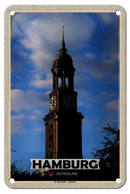 Produktbild von Blechschild Städte Hamburg St. Michaelis Michael 12x18cm Dekoration