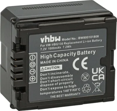 Produktbild von vhbw Akku kompatibel mit Panasonic HDC-SD600, HDC-SD300, HDC-SD200, HDC-SD100, HDC-SD20 Videokamera Camcorder (1000 mAh, 7,2 V, Li-Ion) + Infochip