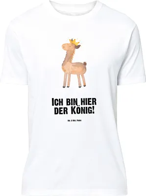 Produktbild von Mr. & Mrs. Panda Größe L T-Shirt Lama König - Weiß - Geschenk, Abi, Chef, Shirt, mit Spruch, Freundin, Mama, Tshirt, Papa