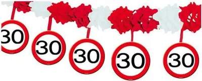 Produktbild von Rot-Weiße Girlande Verkehrsschild 30