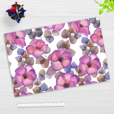 Produktbild von Schreibtischunterlage für Kinder und Erwachsene - Lila-rosa Stiefmütterchen - 60 x 40 cm - aus Premium Vinyl -  Germany
