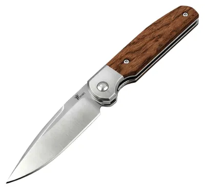 Image de Couteau pliant, lame en acier D2, manche en bois véritable, clip Timascus, ultra-léger (62g), finition satinée