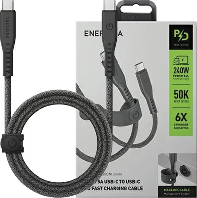 Produktbild von Energea Kabelfluss Usb-C - Usb-C 1.5M Schwarz/Schwarz 240W 5A Pd Schnellladung
