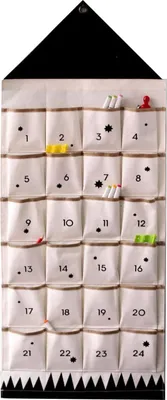 Produktbild von Adventskalender aus Stoff zum Befüllen Stoffbeutel zum selber Dekorieren Geschenksäckchen wiederverwendbarer Wandteppich Set schwarz beigeUmweltfreund