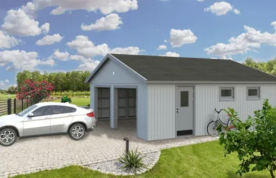 Produktbild von Palmako Nordic+ Gartenhaus/Garage Andre ohne Sektionaltor - 44,7 m² - 160 mm