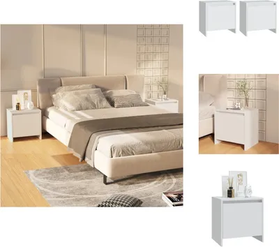 Obrázek produktu pro vidaXL Noční stolky 2 ks. Bílé 45x34x44,5 cm Materiál na bázi dřeva - Noční stolky