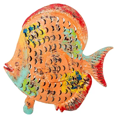 Productafbeelding van Kaarsenhouder "Eisfisch" in oranje, 49 x 13 x 50 cm
