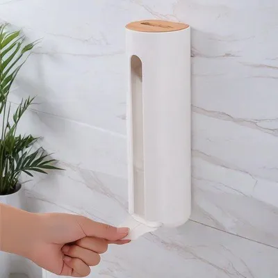 Productafbeelding van Wanddispenser voor Wattenschijfjes met Houten Deksel