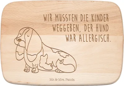 Produktbild von Mr. & Mrs. Panda Holzbrettchen Hund Basset Hound - Transparent - Geschenk, Holzbrett, Lustiger Spruch, Küchenbrett, Frühstücksbrett, Frühstücksbrettchen, Lustig, Sprüche