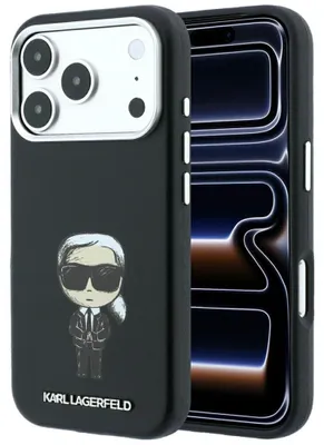 Productafbeelding van Karl Lagerfeld Glatt Ikonik MagSafe-hoesje voor Apple iPhone 18 Pro Max / 17 Pro Max, zwart