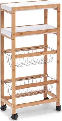 Immagine prodotto di ZELLER Scaffale da bagno 2 ripiani, 2 cestini, bambù, bianco 40x22x83cm