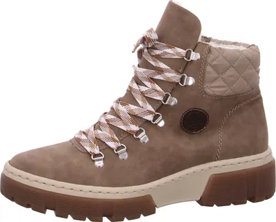 Produktbild von Rieker Damen Winterboot Stiefelette Warmfutter Schnürung X8647, Größe:40 EU, Farbe:Beige