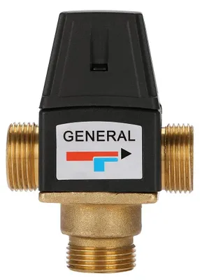 Image de Robinet mélangeur thermostatique - 3 voies DN20 - Laiton - Régulation de température - Eau - Compact 10 x 7 cm - Robinet mélangeur