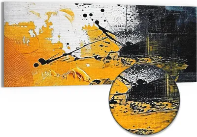 Produktbild von DEQORI Hybrid Leinwand Bild 125x50 cm 'Gelbschwarze Lebendigkeit' Wandbild Glas flach modern