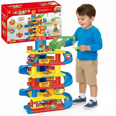 Produktbild von COIL Spiel-Parkgarage, Autogarage, Parkhaus, Tower Garage, Parkgarage, Aufzug, Autowaschanlage, Kran, Autos, 6/7 Etagen, ab 3 Jahren,75 Elemente