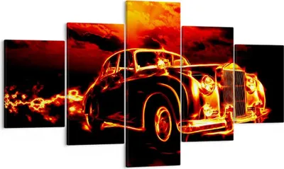 Produktbild von Bild auf Leinwand - Leinwandbild - Vögel Brücke Gebäude Auto - 125x70cm - Wand Bild - Wanddeko - Leinwanddruck - Bilder - Kunstdruck - Wanddekoration - Leinwand bilder - Wandkunst - EA125x70-2130