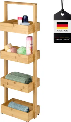 Produktbild von bremermann Bambus Standregal, Badregal mit 4 Ablagen, ca. 28 x 88 x 16 cm (B/H/T)