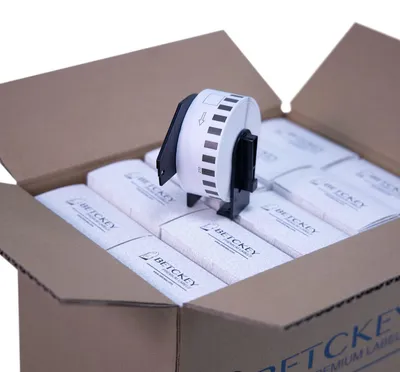 Imagen del producto de 20 rollos de etiquetas continuas de 29 mm x 30,48 m para impresoras de etiquetas