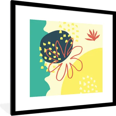 Produktbild von MuchoWow® Gerahmtes Poster Sommer - Blume - Abstrakt 40x40 cm - Poster mit Schwarzem Bilderrahmen Wandposter Rahmen Foto Bilder - Poster - Plakat im Rahmen