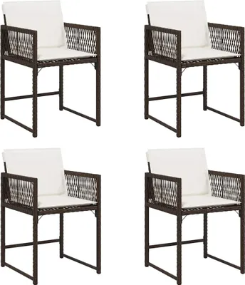 Produktbild von vidaXL Gartenstühle mit Kissen 4 Stk. Braun Poly Rattan