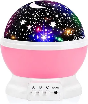 Obrázek produktu pro Noční lampička pro děti s efektem hvězd, otočná o 360 stupňů, 4 LED diody a USB port, romantický dárek pro děti