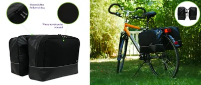 Produktbild von Beck Fahrradtasche wasserdicht Fahrrad Gepäckträge Tasche hinten Gepäcktasche aqua doppel bag Schwarz