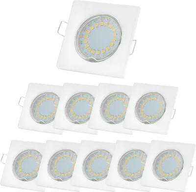 Produktbild von Einbaustrahler LED 10er Pack 5W Kaltweiß eckig weiß matt