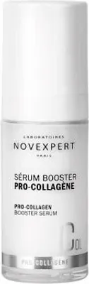 A white bottle of Novexpert Pro-Collagen Booster Serum against a white background.