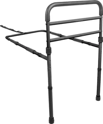 Produktbild von Famanu Bettgeländer Verstellbar (Höhe Bettboden 26-41 cm) - Bis 136 kg - Handgriffe für Erwachsene - Schwarzes Bettgeländer