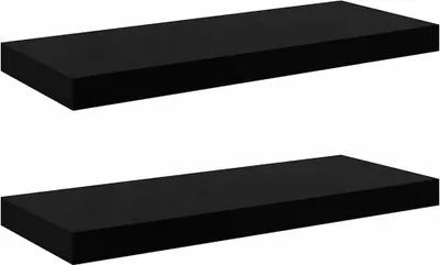 Zdjęcie produktu dla Półki Ścienne, 2 Szt., Wysoki Połysk Czarne, 60X23,5X3,8Cm, Mdf Lumarko!