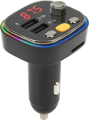 Image de Transmetteur FM Bluetooth Lecteur de Musique Double USB Chargeur Rapide Mains Libres Appel LED Rétro-éclairé pour la Voiture