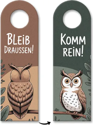 Produktbild von Beib draussen Komm rein Eule Türhänger für Eulenfans