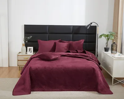 Produktbild von rot gesteppt Bettdecke Samtdecke Tagesdecke PLED 140x200 MAYA