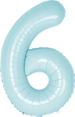 Produktbild von Oblique Unique Folien Luftballon mit Zahl 6 für Kinder Geburtstag Junge Jungen Jubiläum Party Deko Ballon hellblau