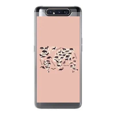 Produktbild von MuchoWow® Handyhülle Schutzhülle Hülle für Samsung Galaxy A80 Weltkarte - Tiere - Scherenschnitt Silikon Softcase Handy Hülle - Schutzdeckel