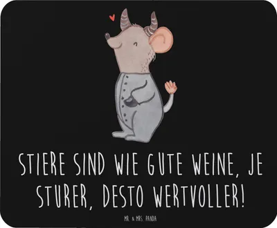 Produktbild von Mr. & Mrs. Panda Mousepad Sturer Stier - Schwarz - Geschenk, Mauspad, Geschenke Astrologie, Sternzeichen, Humor, Geduld, computermatte, pc, Tierkreiszeichen, laptop