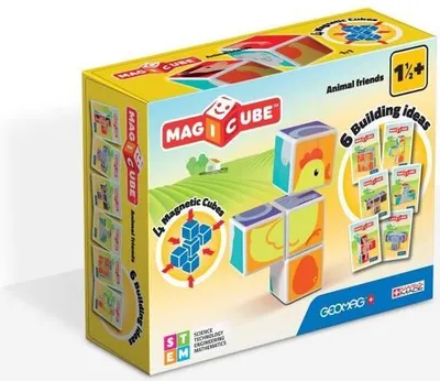 Produktbild von Geomag MagiCube Animal Friends - 4 pcs, Mehrfarbig, 4 Stück(e), Junge/Mädchen, 1,5 Jahr(e), Quadratisch, Abbildung