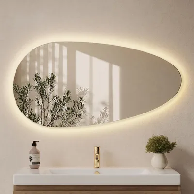 Produktbild von LOMAZOO Badezimmerspiegel Adana mit LED-Beleuchtung 100 × 50,8 cm asymmetrisch