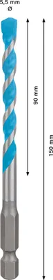 Image de Bosch EXPERT HEX-9 Foret MultiConstruction, 5,5 x 90 x 150 mm 2608900573